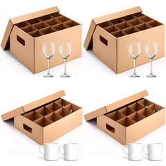 4 Pack Wine Glass Mug Moving Boxes with Divider Kits Included 20 x 15 x 12 In…