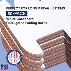 BOX USA BM1222 Corrugated Mailers, 12″ x 2″ x 2″, White 12x2x2, Oyster