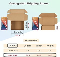 Convenient 6x4x2 Inch Shipping Boxes Pack of 20 – Effortless Assembly & Quality