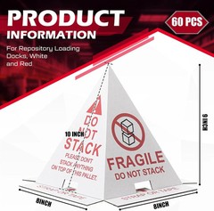 60 Pcs Do Not Stack , Fragile, Pallet Cones 8 X 8 X 10″ Corrugated