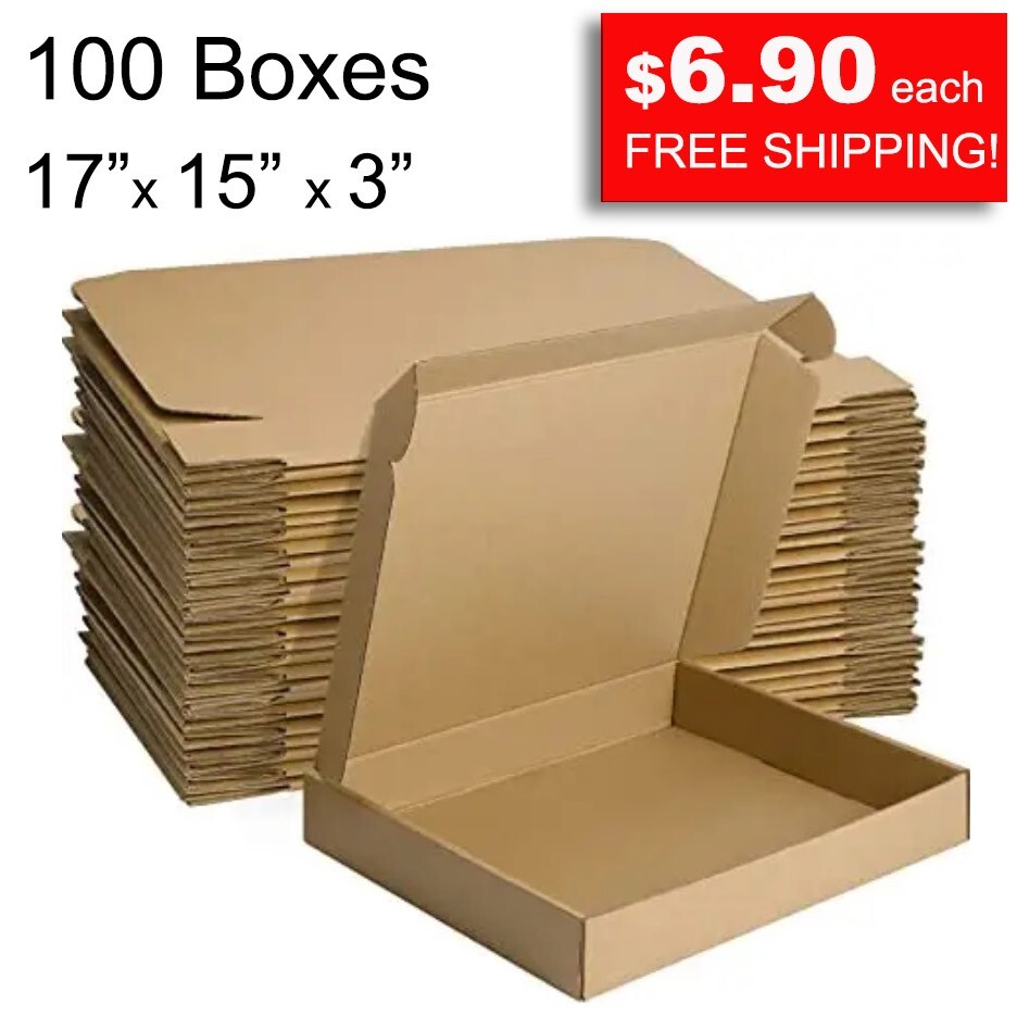 LOT OF 100 Shipping Boxes For Laptop Electronics Tablet Anything. size: 17x15x3″