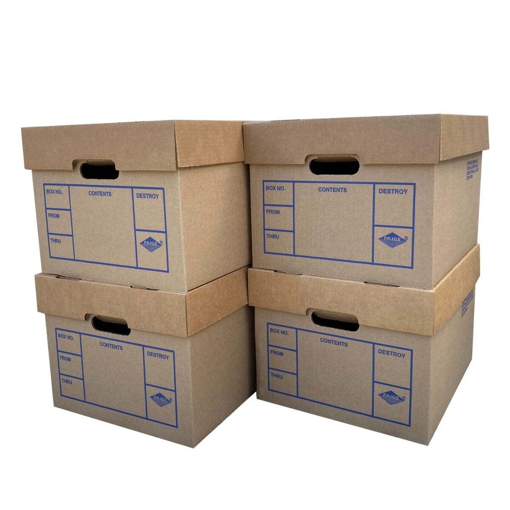 File Moving Boxes, 200# Strength, Single Wall,1 Pack, 15 x 12 x 10 in, 4 Count