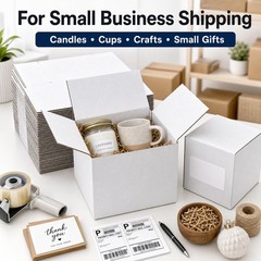 Small White Corrugated Shipping Boxes 6x6x6 Inches, 35 Pack