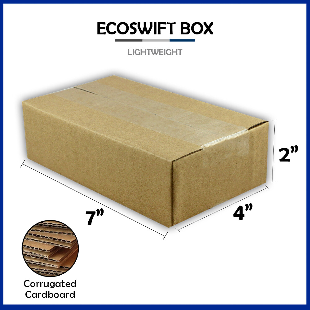 1-Box 7x4x2 “EcoSwift” Brand Cardboard Packing Mailing Shipping Corrugated