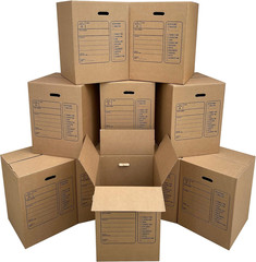 Moving Boxes with Handles, 10 Premium Large, 18 X 18 X 24, Brown, BOXINDSLAR10