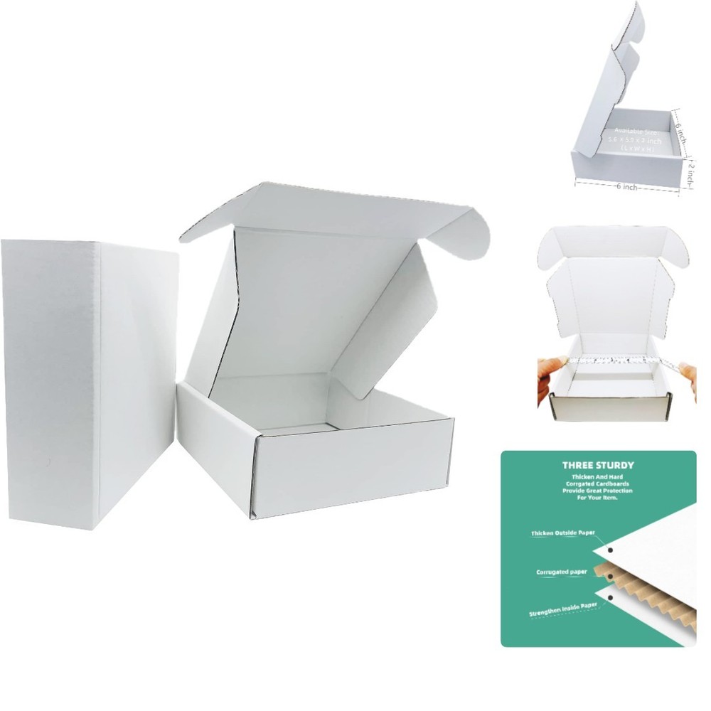 6x6x2 inch Small White Mailers Boxes Packaging Shipping Boxes Set of 10