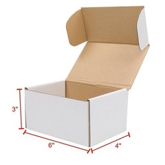 50 PCS – 6″x4″x3″ White Corrugated Mailers Shipping Packing Fold Boxs for UPS