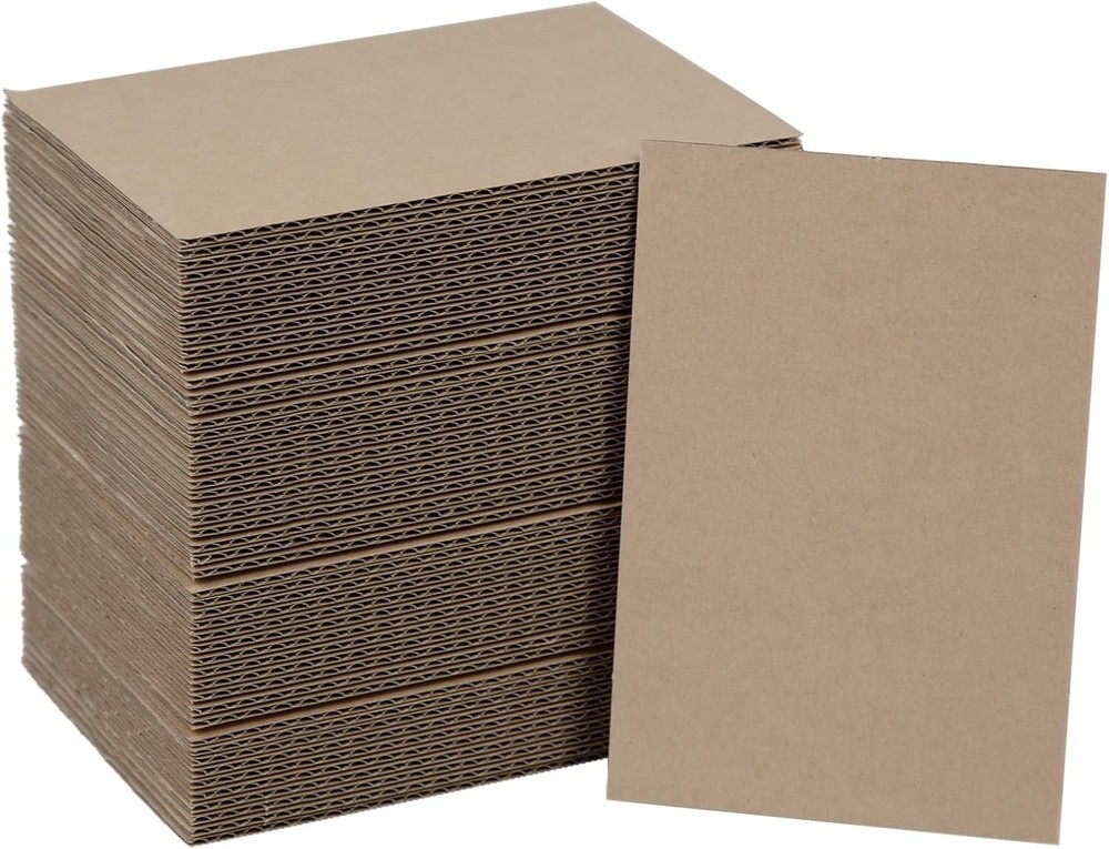 50 Pack Brown Corrugated Cardboard Sheets 4″L x 6″W, Flat 4 x 6 Inch,