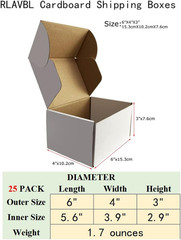 White Corrugated Small Shipping Boxes 6x4x3, 25-Pack