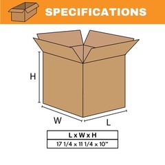 17 1/4 x 11 1/4 x 10″ Corrugated Boxes ECT-32 Brown Moving Boxes 25/Bundle