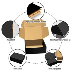 30 Pack 8x6x3 inches Black Shipping Boxes, Corrugated Mailer Boxes, Packaging Bo