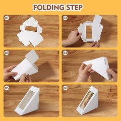 50 Pcs Sandwich Packaging Take Out Boxes Containers with Window 4.7×4.7×2.6 I…