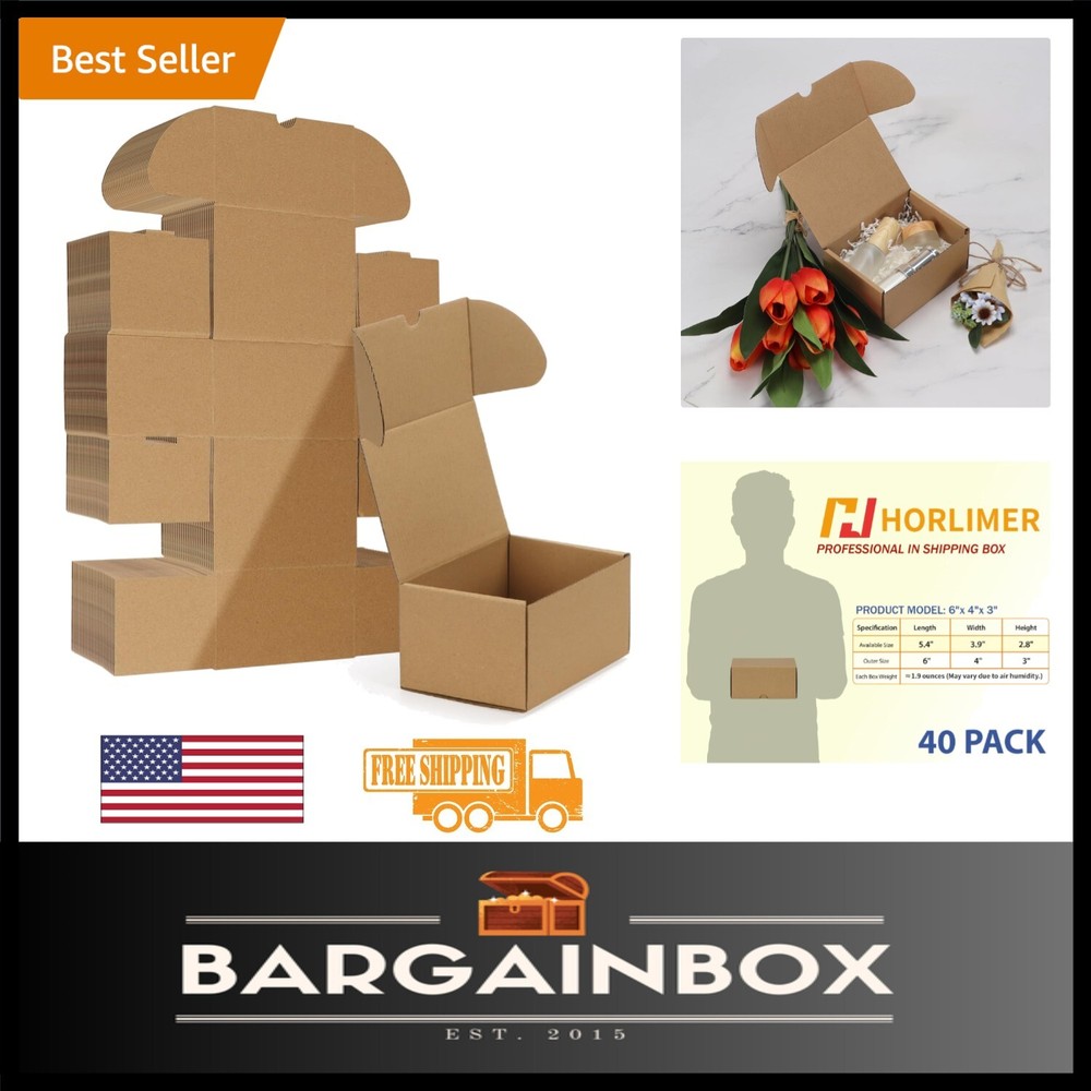 Effortless 6x4x3 Shipping Boxes – Set of 40 Brown Cardboard for Easy Mailing