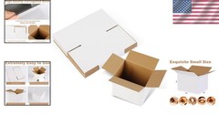 5 Heavy-Duty 8x6x4 Shipping Boxes – White Corrugated Cardboard for Gifts