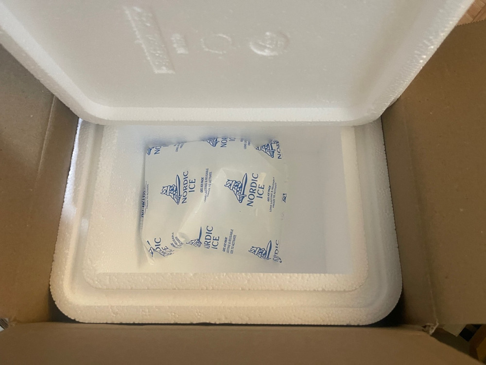 Insulated Styrofoam COOLER w/ shipping box | Cold refrigerated +ICE Pk 11x9x7”DR
