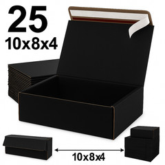 25 Black Shipping Boxes 10x8x4 | Matte Self-Seal Mailers – No Tape Needed