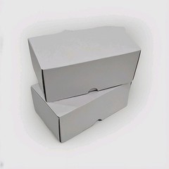 Lot of 2 White Cardboard 7×4 Flip-Top Collectors Card Storage Boxes – Organizer