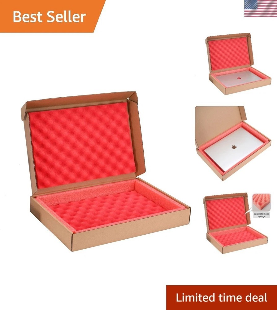 Quality Cardboard Laptop Shipping Box – No Space for Cords, Fits 17.6″ Laptops