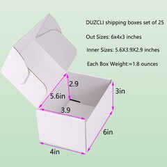 White Corrugated Cardboard Shipping Boxes 6x4x3 Inches, 25 Pack