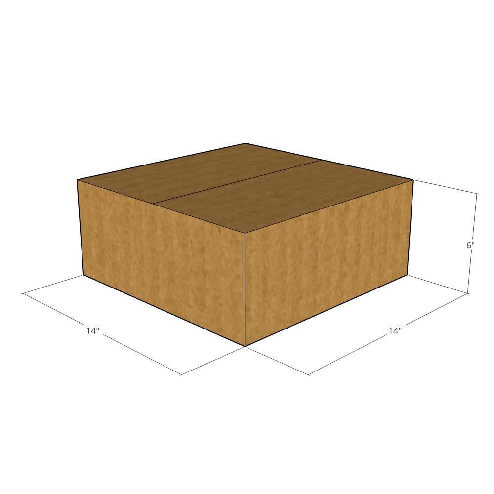14x14x6 Flat Corrugated Shipping Boxes 32 ECT Single-Wall, 10/Pack