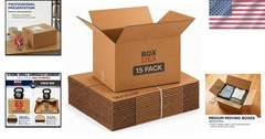 Corrugated Cardboard Boxes 15-Pack – Medium Size 18x14x12″