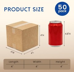 4x4x4 Shipping Boxes 50 Pack – Small Corrugated Cardboard Mug Mailer Box Brown.