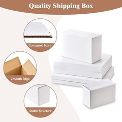 6X4X3 Inches Shipping Boxes Set of 28, White Corrugated Cardboard Box Literature