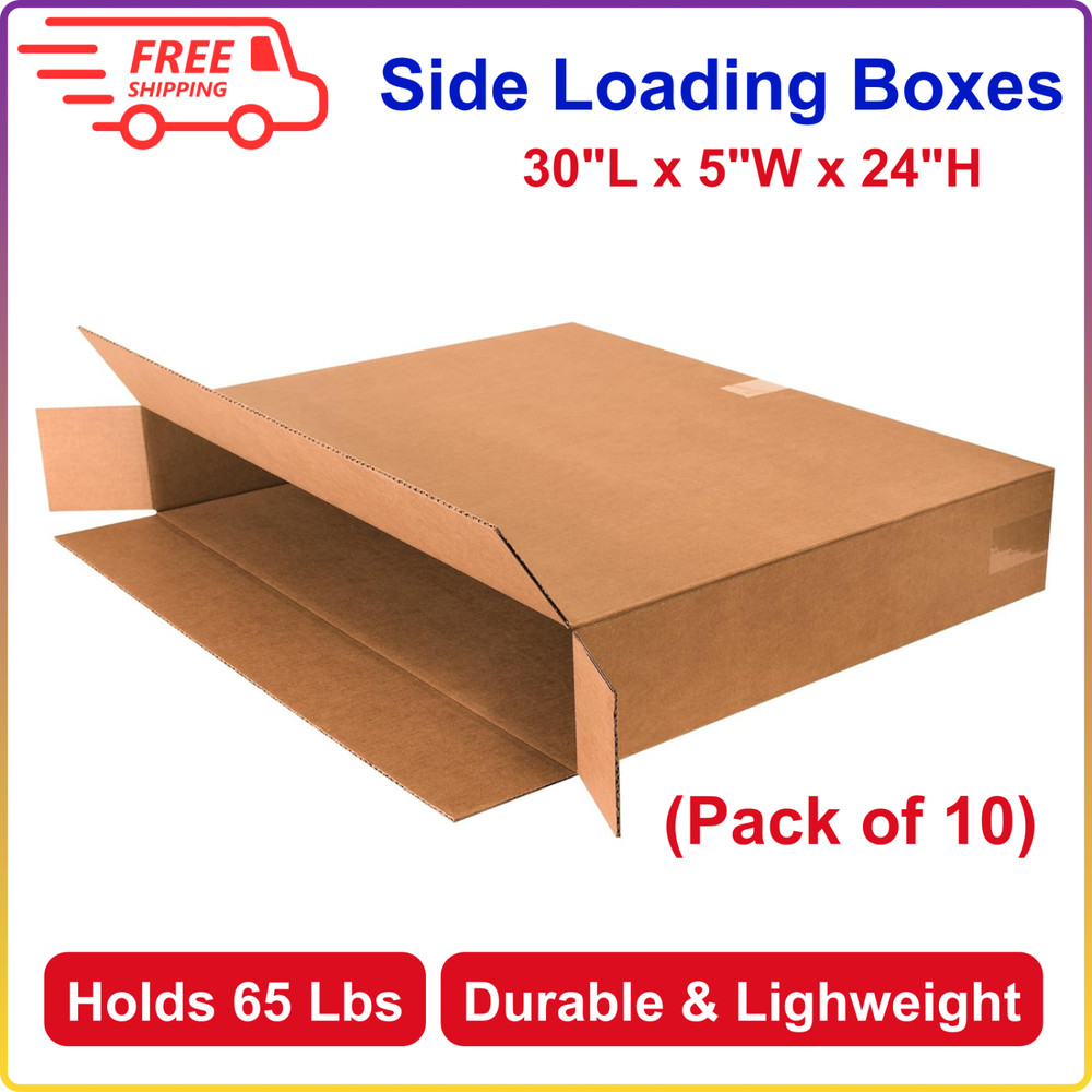 Tape Logic Side Loading Boxes, 30″ x 5″ x 24″, Kraft (Pack of 10), Cardboard