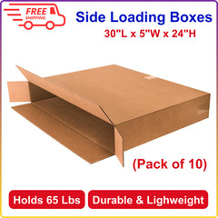 Tape Logic Side Loading Boxes, 30″ x 5″ x 24″, Kraft (Pack of 10), Cardboard