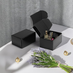 6 Pack 6X4X3 Black Shipping Boxes, Small Cardboard Mailer Boxes for Small Busine