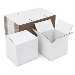 Small White Corrugated Shipping Boxes 6x6x6 Inches, 35 Pack