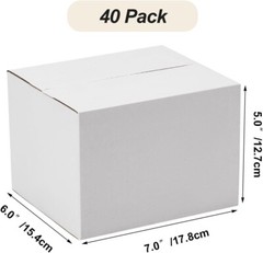 Moisture-Resistant 7x6x5 Cardboard Shipping Boxes – 40 Pack for Secure Mailing