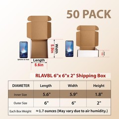 50 PCS White Small Corrugated Shipping Boxes 6x6x2 Inch Mailer Box