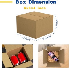 EZALFTIN 50 Pack 6x6x4 inches Small Shipping Boxes Brown Corrugated Cardboard…