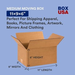 BOX USA 11 x 9 x 6 Corrugated Cardboard Boxes, Small 11″L x 9″W x 6″H, Pack of 2