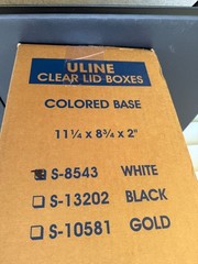 Uline S-8543 Clear Lid White Base Gift Boxes 11 1/4 x 8 3/4 x 2