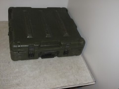 Hard Case Hinged Single Lid 23x22x7 Rotomolded Plastic Green Heavy Duty