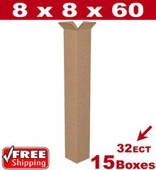 15 – 8x8x60 Cardboard Boxes Mailing Packing Shipping Box 32ECT Corrugated Carton