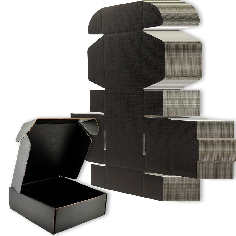 50 Pack 6x6x2″ Small Black Shipping Boxes Mailer Corrugated Cardboard Boxes