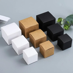 20/50Pcs Kraft Paper Packaging Box Black/White/Kraft Paper Square Candy Box Wed