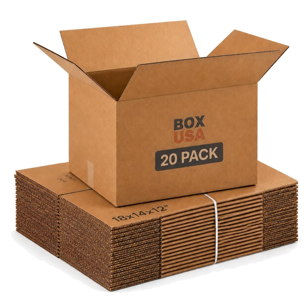 Moving Boxes 18″L x 14″W x 12″H 20-Pack Medium – Corrugated Cardboard Box for…