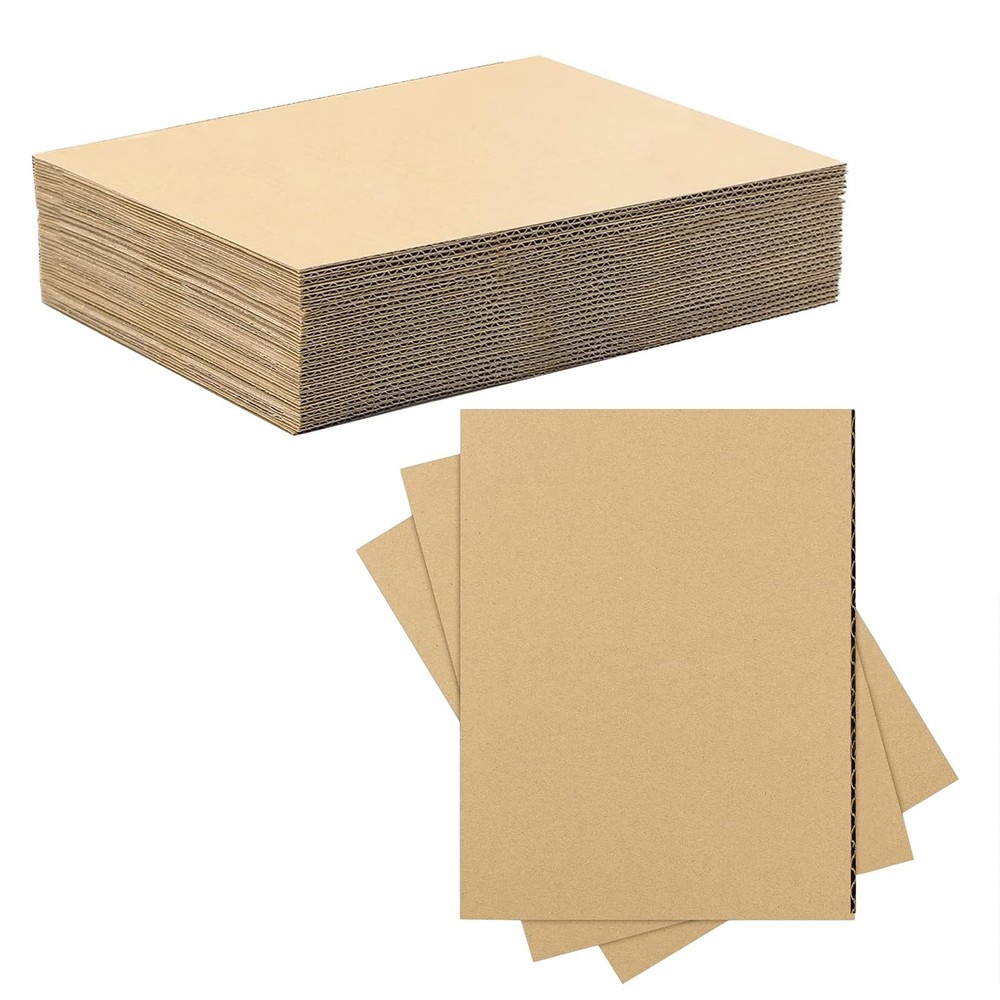 50 PCS 8×12 Inch Brown Corrugated Cardboard Sheets Flat Square Filler Pad