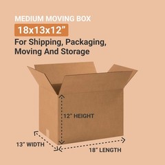 AVIDITI Shipping Boxes Medium 18L x 13W x 12H, 25-Pack | Corrugated Cardboard Bo