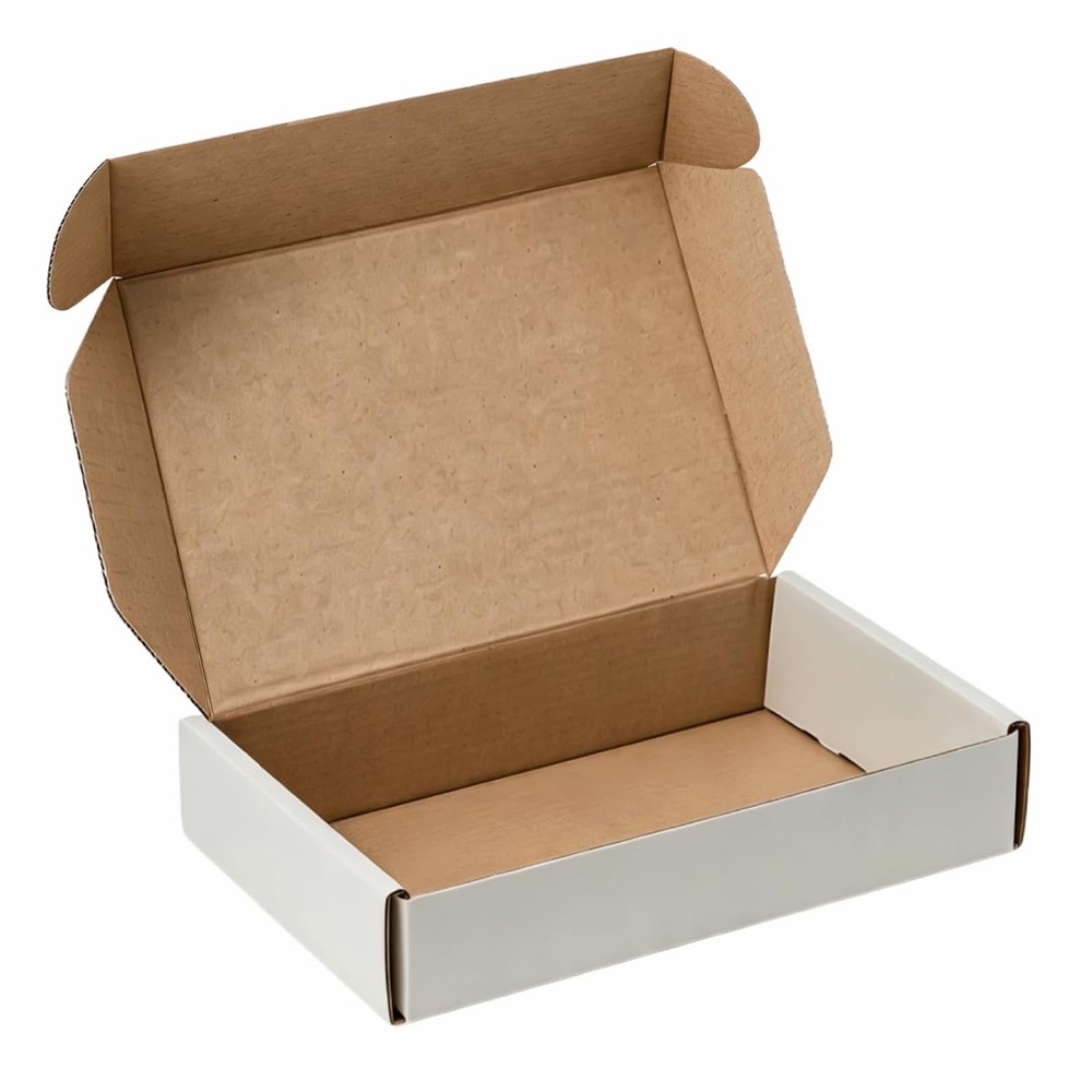50 Pack 6″x4″x1″ inch Small Shipping Boxes White Corrugated Cardboard Box for…