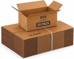 Medium Shipping Boxes 12″x9″x4″ Corrugated Cardboard Cartons 25 Pack
