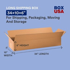 BOX USA Shipping Boxes 34L x 10W x 6H 10-Pack Long Corrugated Boxes for Moving,