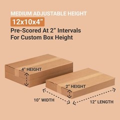 AVIDITI Shipping Boxes Multi-Depth 12″L x 10″W x 4″H, 25-Pack | Corrugated Ca…