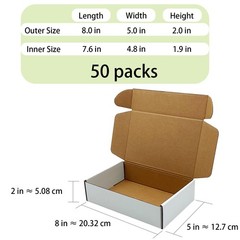 White Shipping Boxes 8x5x2 inch 50 Pack,Corrugated Boxes Mailer Packaging for…