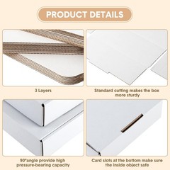 100 Pack 6x6x2in Corrugated Shipping Boxes White Cardboard Mailer Gift Boxes