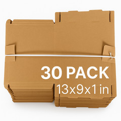 30 Pack Corrugated Cardboard Mailer Boxes (13 x 9 x 1 inches)